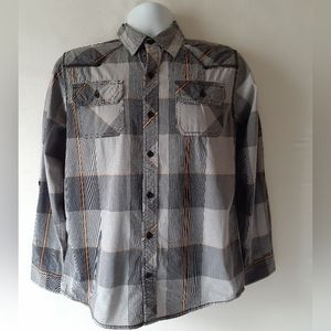 Kids Plaid Button Down Shirt - Gray and Black